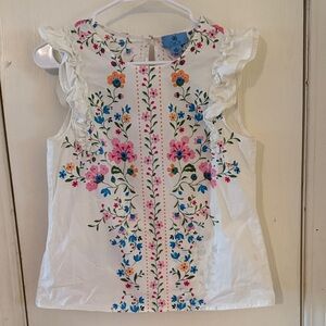 CeCe Floral Blouse - White